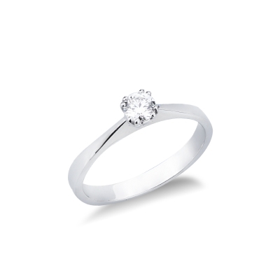 Bague solitaire femme en or blanc 18k diamant 0,25 ct