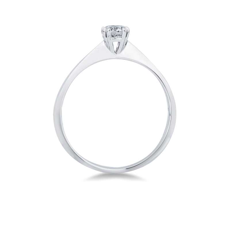 Bague solitaire en or blanc 18k avec huit griffes et diamant CT 0,30 