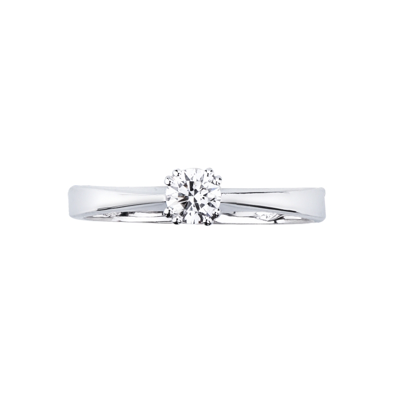 Bague solitaire en or blanc 18k avec huit griffes et diamant CT 0,30 