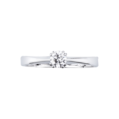Bague solitaire en or blanc 18k avec huit griffes et diamant CT 0,30 