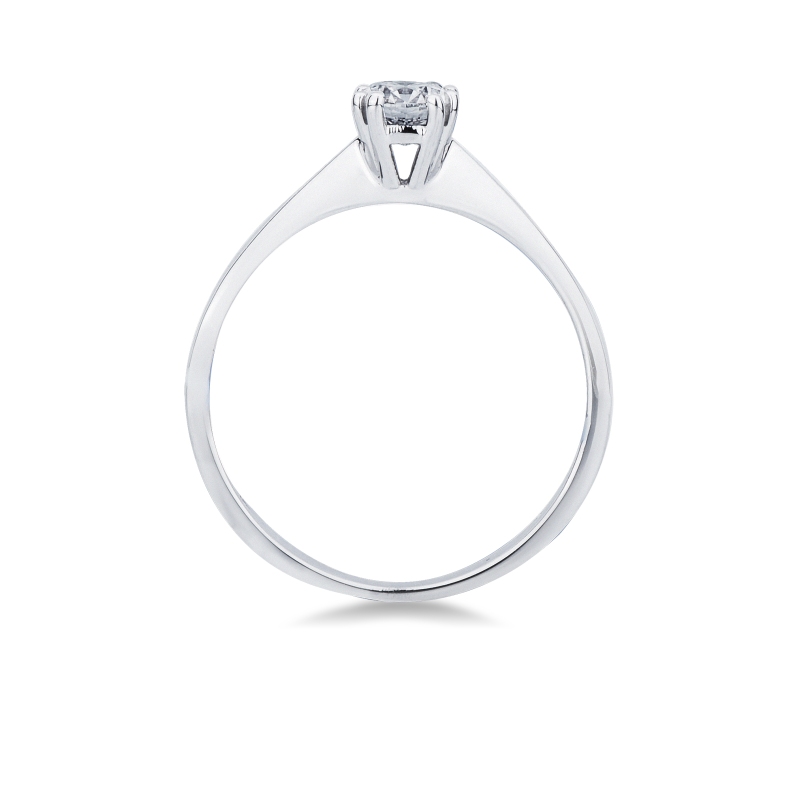 Bague femme en or blanc 18k avec 8 griffes et diamant CT 0,40 