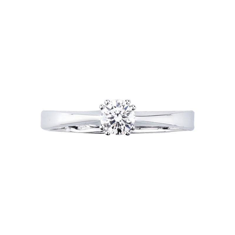 Bague femme en or blanc 18k avec 8 griffes et diamant CT 0,40 