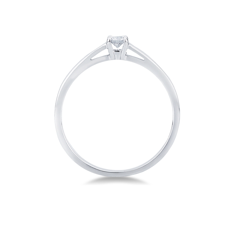 Bague solitaire en or blanc 18k avec diamant 0,10 ct