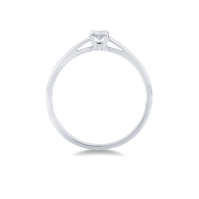 Bague solitaire en or blanc 18k avec diamant 0,10 ct
