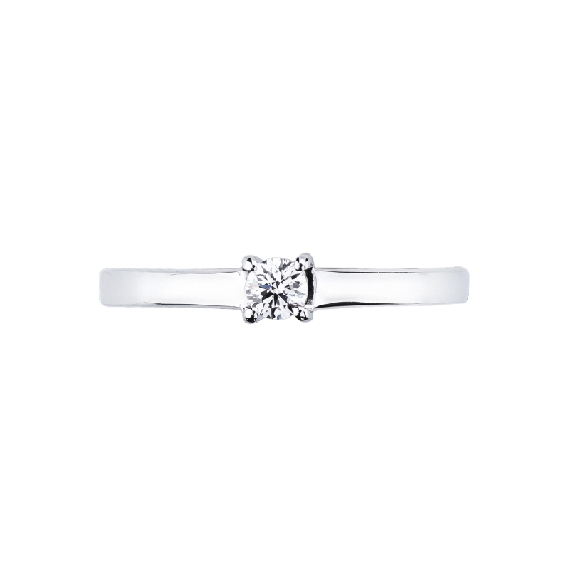 Bague solitaire en or blanc 18k avec diamant 0,10 ct