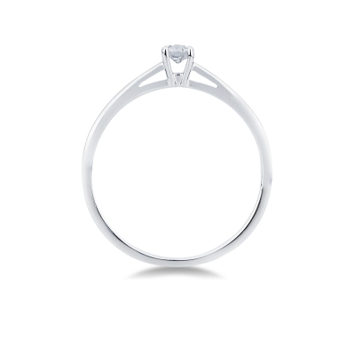  Bague solitaire en or blanc 18k avec diamant CT 0,15 