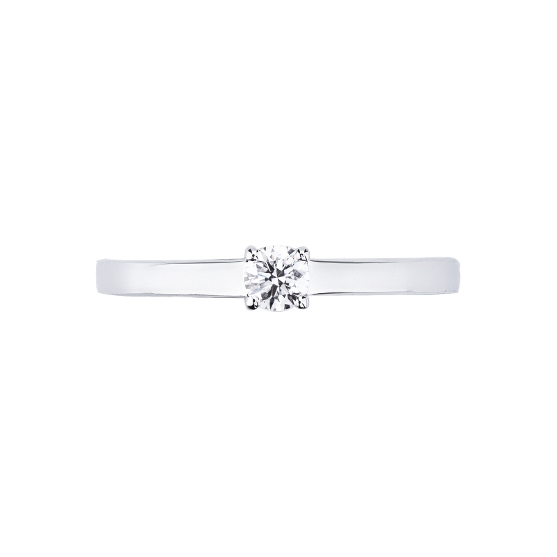  Bague solitaire en or blanc 18k avec diamant CT 0,15 