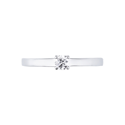  Bague solitaire en or blanc 18k avec diamant CT 0,15 