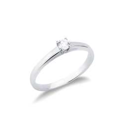  Bague solitaire en or blanc 18k avec diamant CT 0,15 