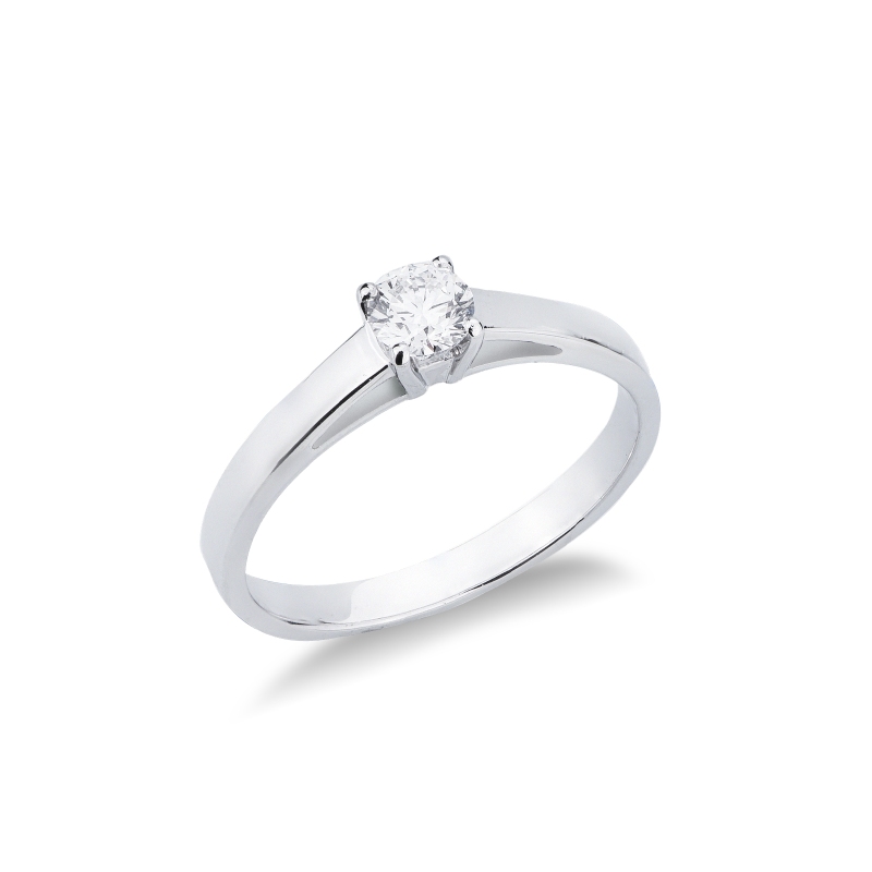 Bague solitaire en or blanc 18k avec diamant CT 0,25