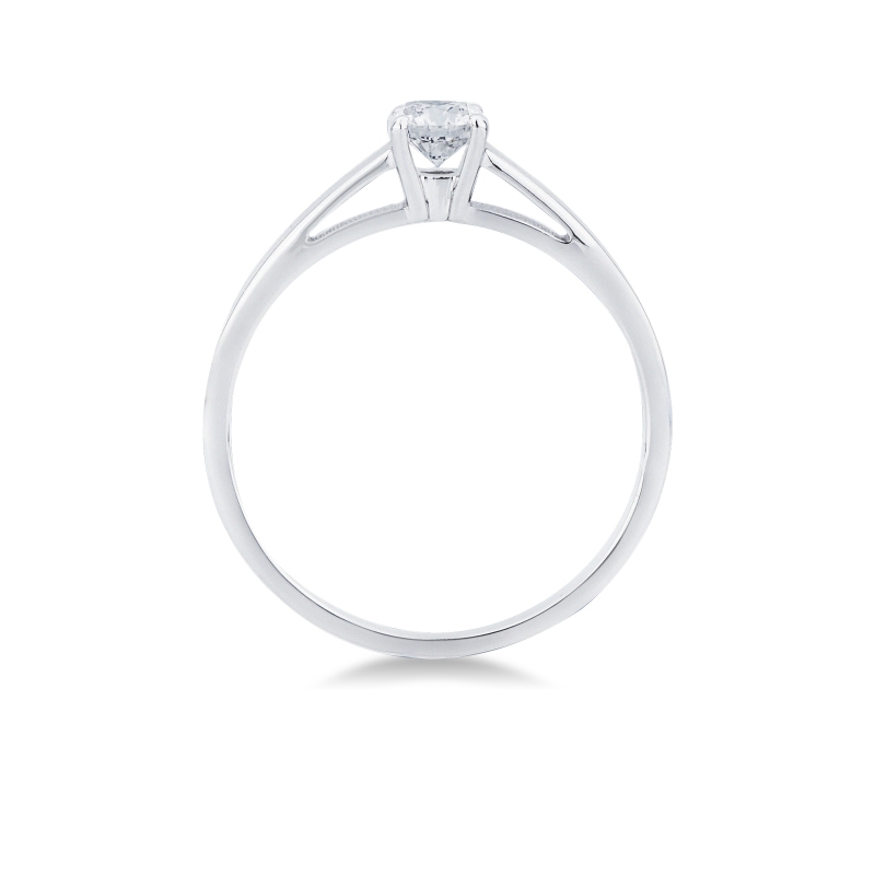 Bague solitaire quatre griffes en or blanc 18k avec diamant CT 0,30 