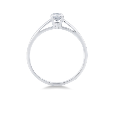 Bague solitaire quatre griffes en or blanc 18k avec diamant CT 0,30 