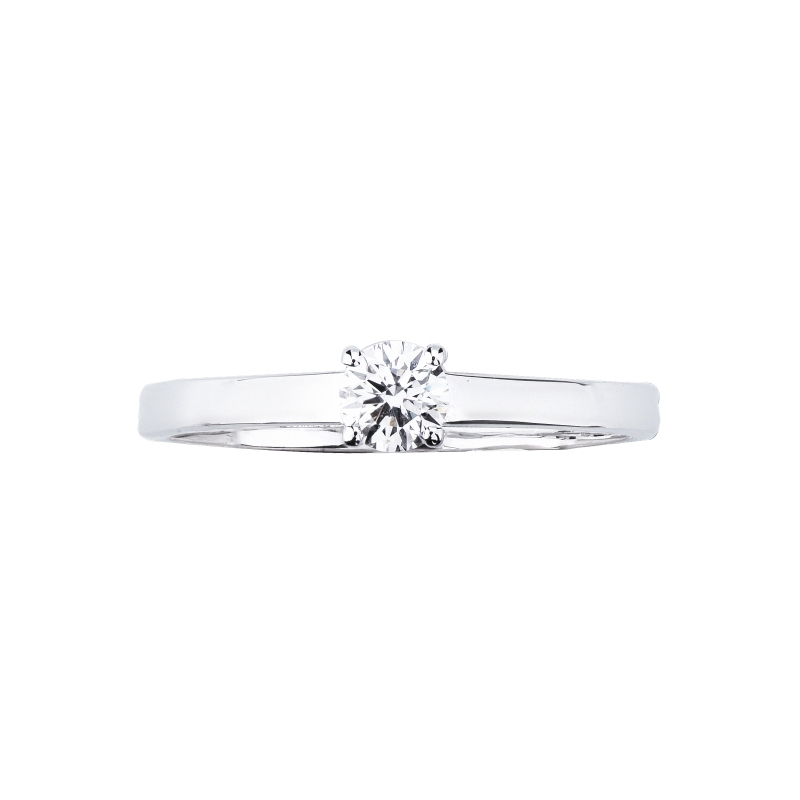Bague solitaire quatre griffes en or blanc 18k avec diamant CT 0,30 