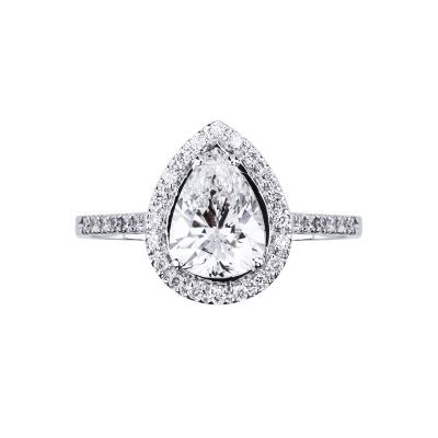 Bague solitaire en or blanc 18K avec diamant IGI 1.50 ct