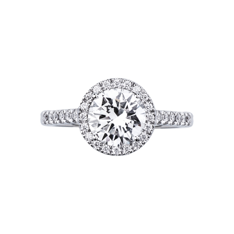 Bague solitaire avec diamant central GIA 2.00 ct en or blanc 18K