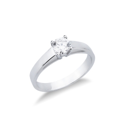 Bague solitaire en or blanc 18k avec diamant 0,50 ct