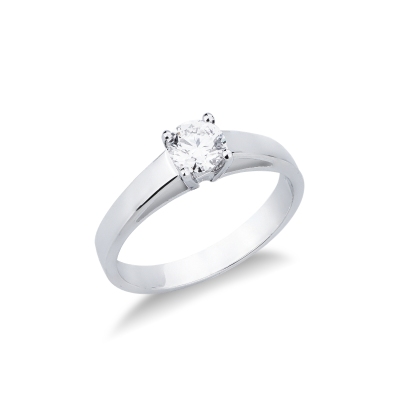 Bague solitaire en or blanc 18k avec diamant 0,50 ct