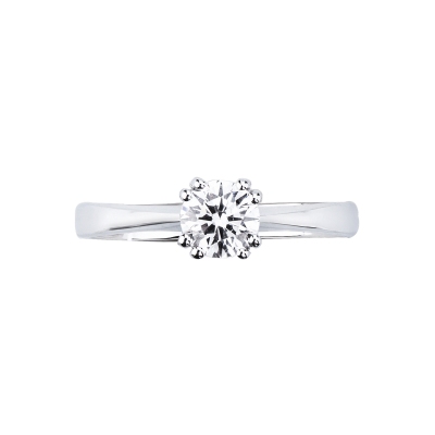 Bague solitaire en or blanc 18k avec 8 griffes et diamant 0,70 ct 