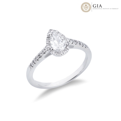 Bague solitaire or blanc diamant certifié GIA 0,50 c