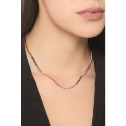 Collier tennis en or jaune 18k serti de saphirs multicolores arc-en-ciel 2
