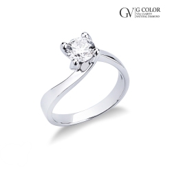 Bague solitaire à griffes en or blanc 18ct avec diamant 0,90 carats