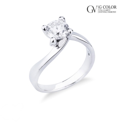 Bague mariage solitaire en or blanc 18 carats diamant 1.00 ct