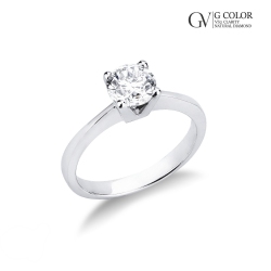 Bague solitaire linéaire en or blanc 18ct avec diamant 1 carat