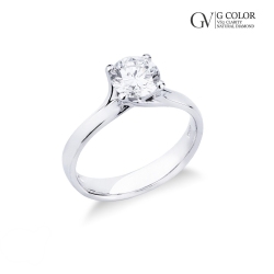 Bague solitaire mariage or blanc 18 ct avec diamant 0.90 ct