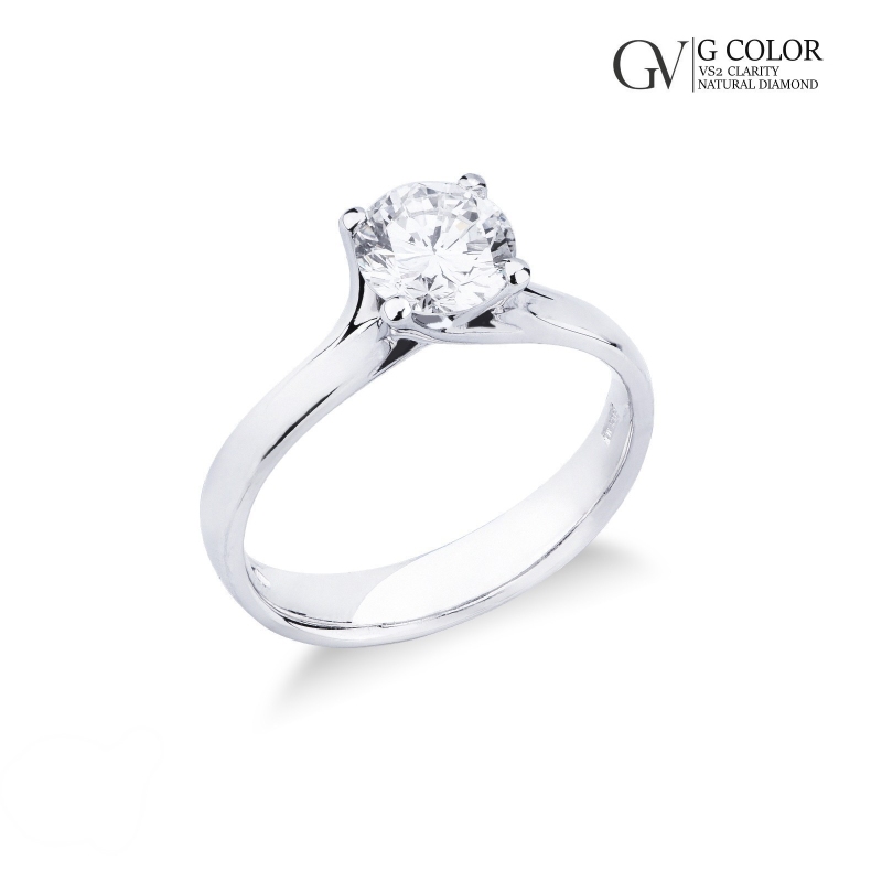 Bague solitaire en or blanc 18 carats avec diamant 1.00 ct