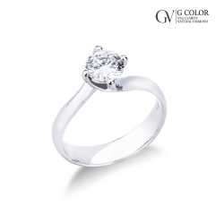 Bague solitaire en or blanc 18 carats avec diamant ct. 1.00