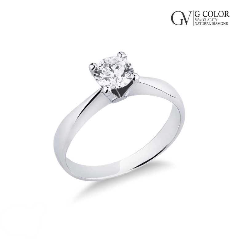 Bague solitaire diamant en or blanc 18 carats