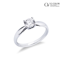 Bague solitaire avec diamant 0.90 carat en or blanc 18Kt