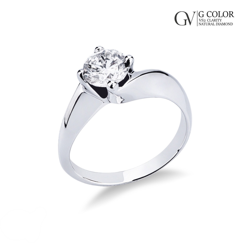 Solitaire en or blanc 750 avec brillant 0.90 ct 