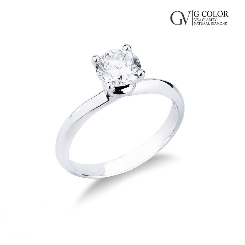 Bague solitaire or blanc 18 carats avec diamant 0.90 ct