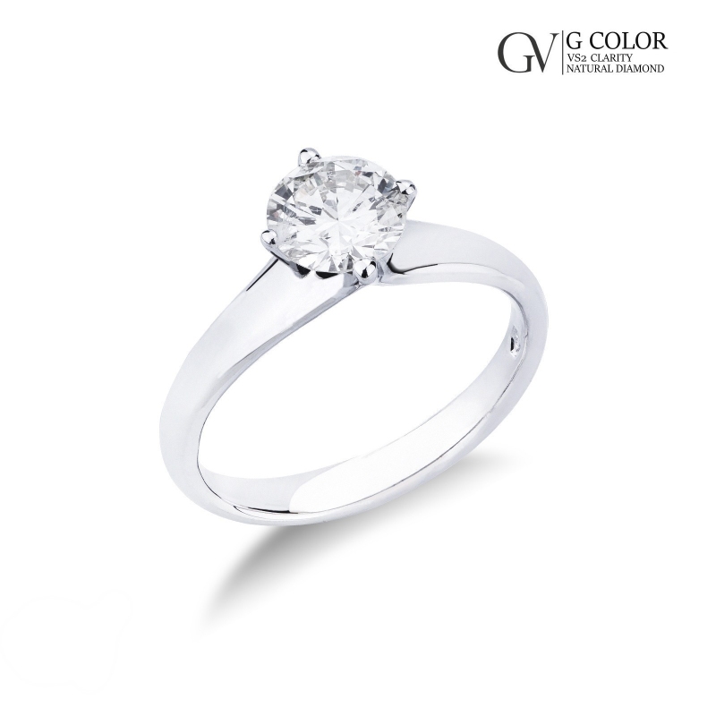 Bague avec diamant solitaire en or blanc 0.90 ct