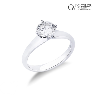 Bague solitaire femme avec diamant 1.00 carat en or blanc 18Kt