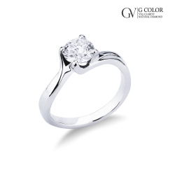 Solitaire en or blanc 18 carats avec diamant incrusté de 0,90 carat