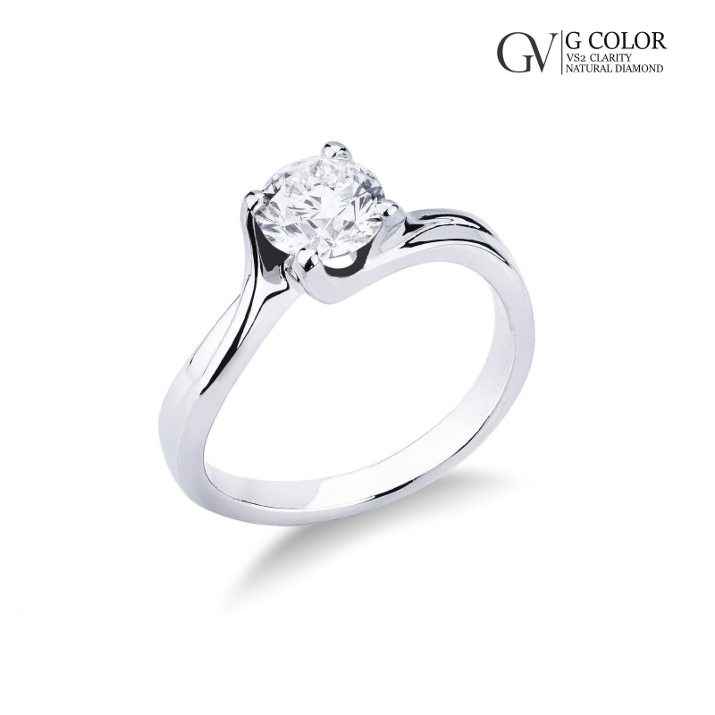 Bague solitaire en or blanc 18 carats avec diamant 1ct
