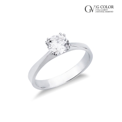 Bague solitaire en or blanc 18k avec huit griffes et diamant 0,90 ct