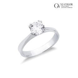 Bague solitaire en or blanc 18k avec huit griffes et diamant 1,00 ct