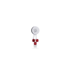 Mono boucle d’oreille en or blanc 18k rubis et diamant