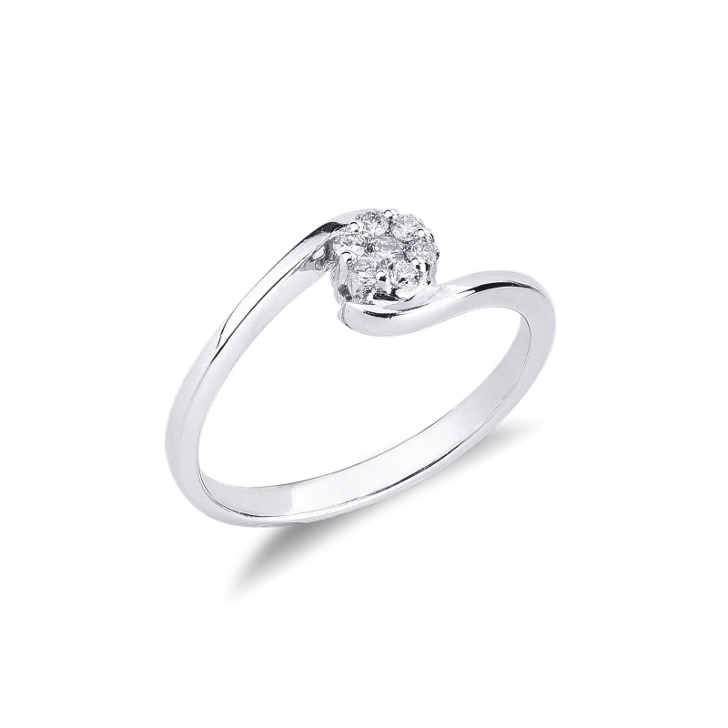 Bague solitaire illusion en or blanc au design et diamant