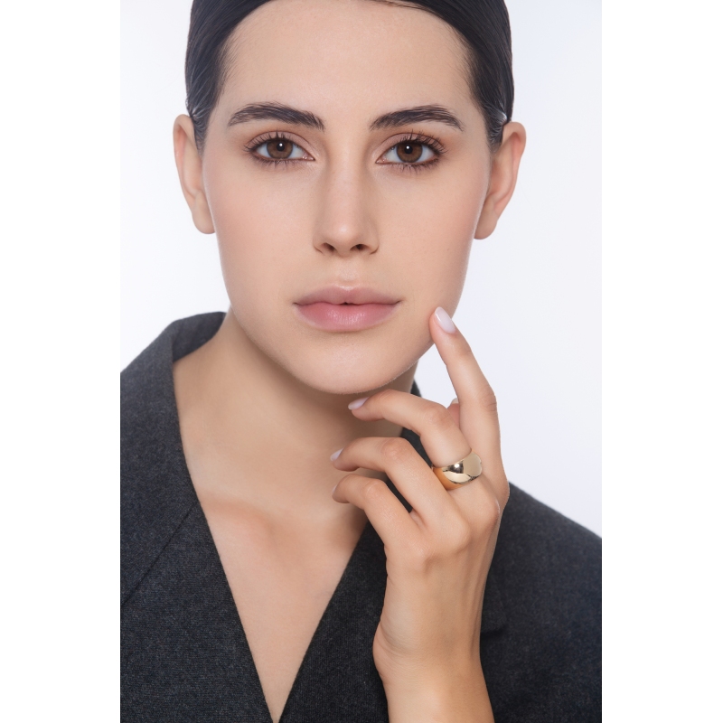 Bague large brillante en or jaune 18k