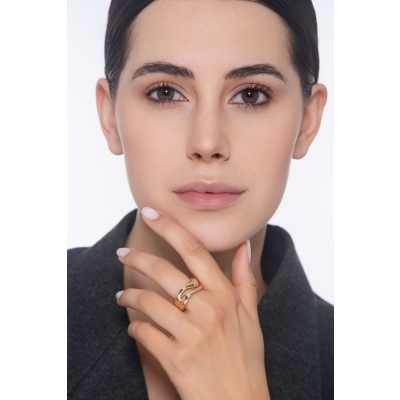 Bague avec vagues en or jaune