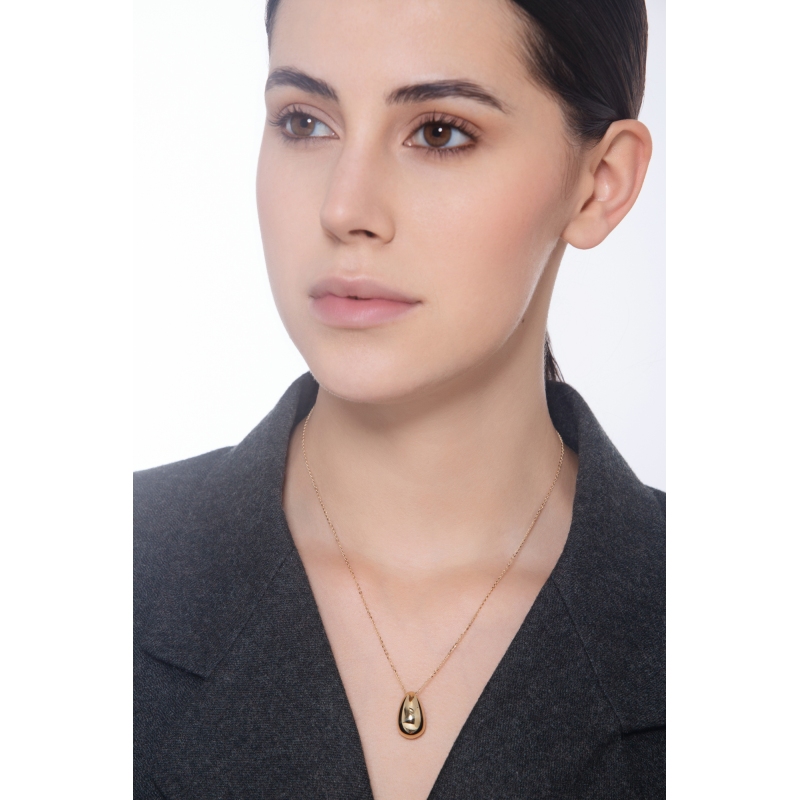 Collier femme en or jaune 18k en forme de goutte 