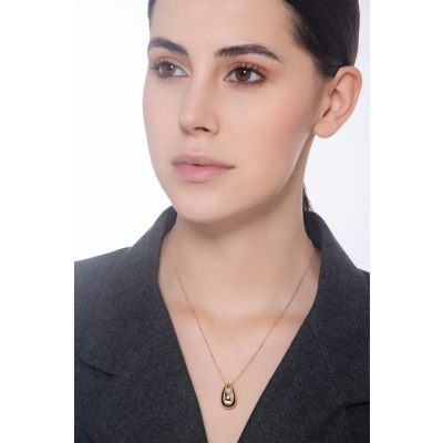 Collier femme en or jaune 18k en forme de goutte 
