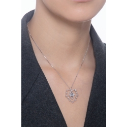 Collier cœur en aquamarine ovale et diamants  en or blanc 18k 2