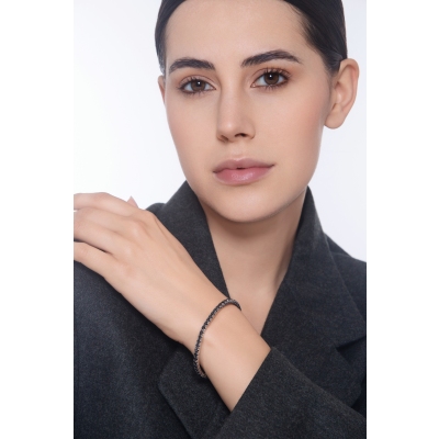 Bracelet riviere en or blanc 18k serti de diamants noirs 7,23 ct 