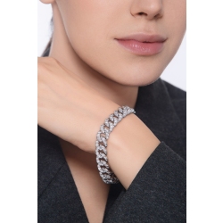 Bracelet gourmette en or blanc 18 carats avec diamants naturels 2