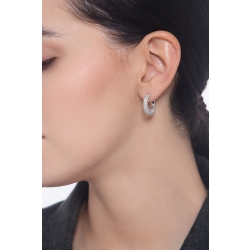 Boucles d’oreilles créoles en or blanc 18k avec diamants naturels 2